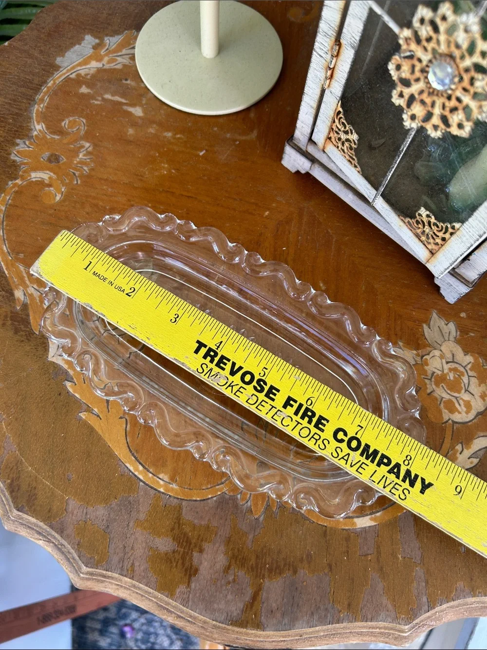 Vintage Silver Metal Covered Glass Butter Dish